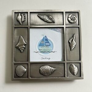 Metal, Beach Theme, Square (6x6 inches) Frame, Embossed Details